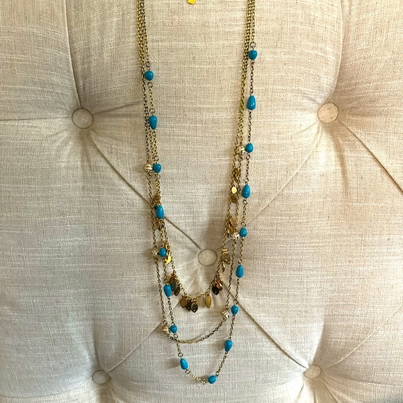 Lilly Pulitzer Necklace Fresh Catch Multi Strand Turquoise Gold Fish Charms - Picture 6 of 7